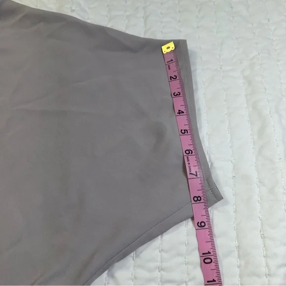 LUXELY By Maggy London Dove Gray Blouson Crew Neck Short Sleeve  Bodice THEO- - Picture 5 of 16